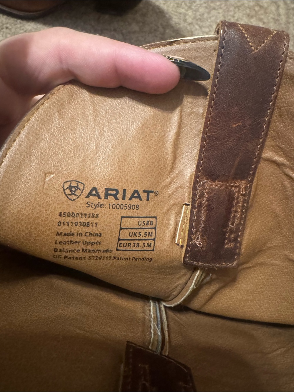 Ariat Brown Leather Western Cowboy Boots with Stitch Detail - Picture 3 of 3